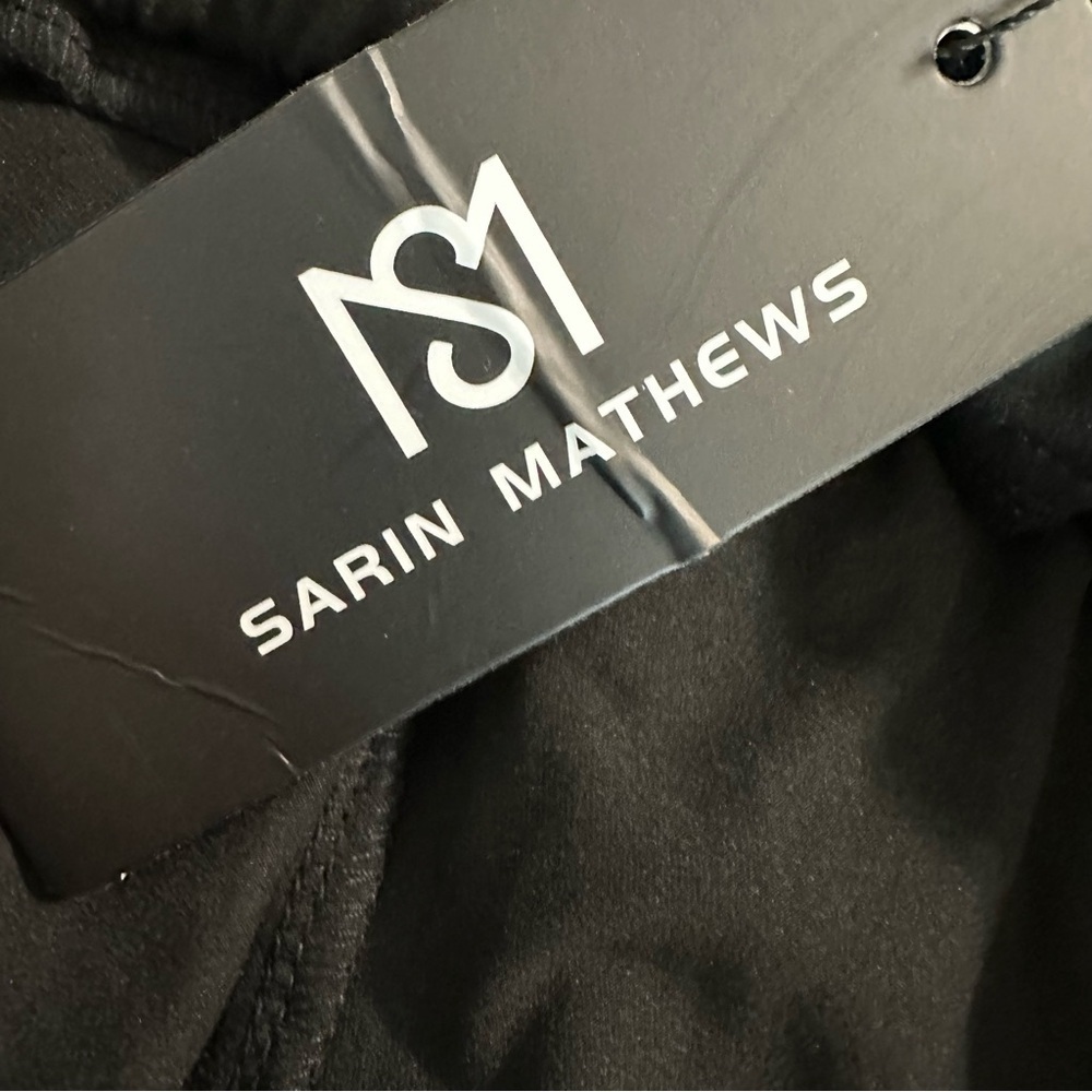 Black Track Pants with Elastic Waistband and Drawstring - Picture 3 of 5